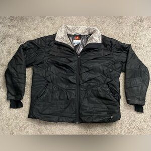 Columbia Black Jacket with Light Gray Faux-Fleece Collar